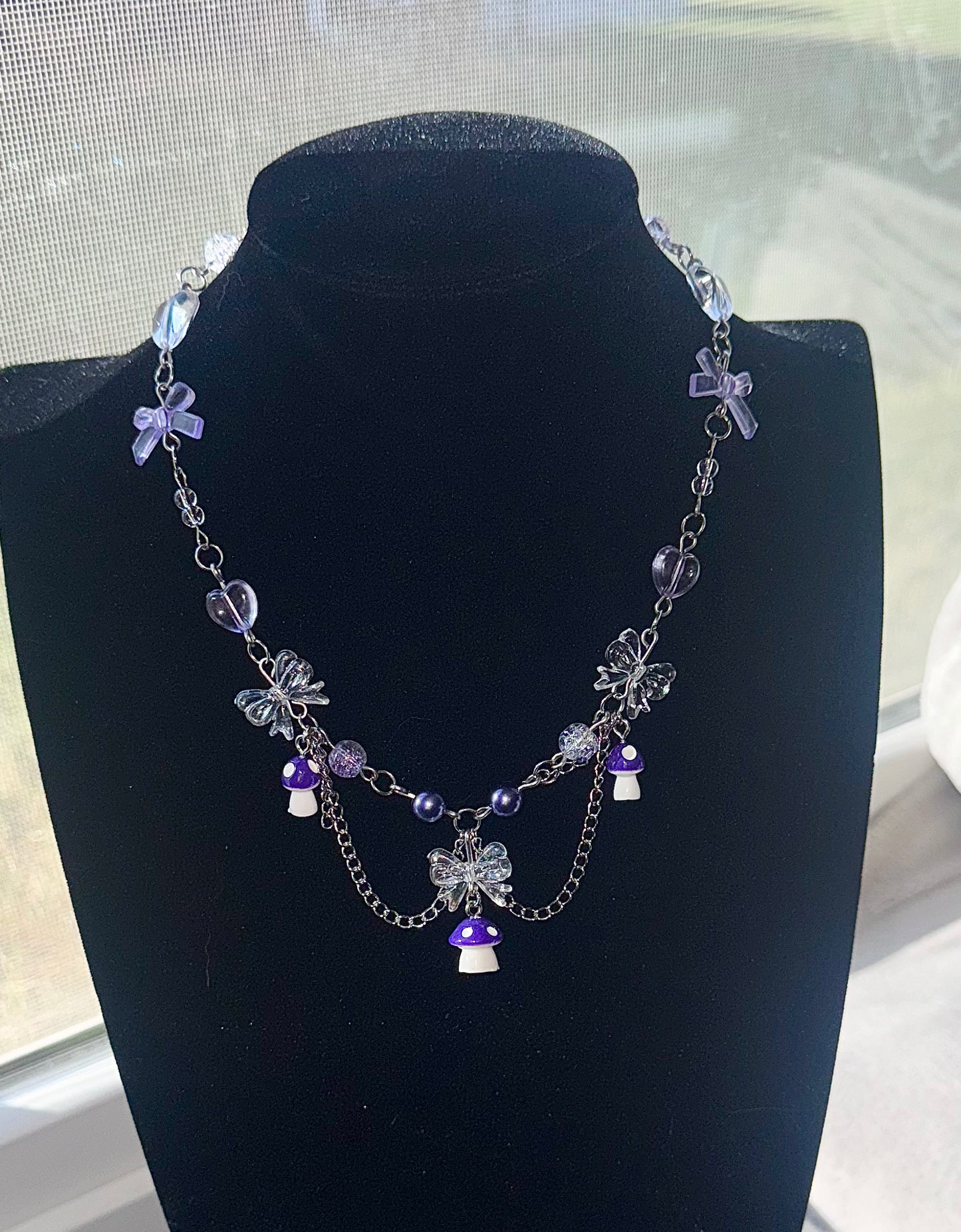 Purple Mushroom Necklace🍄