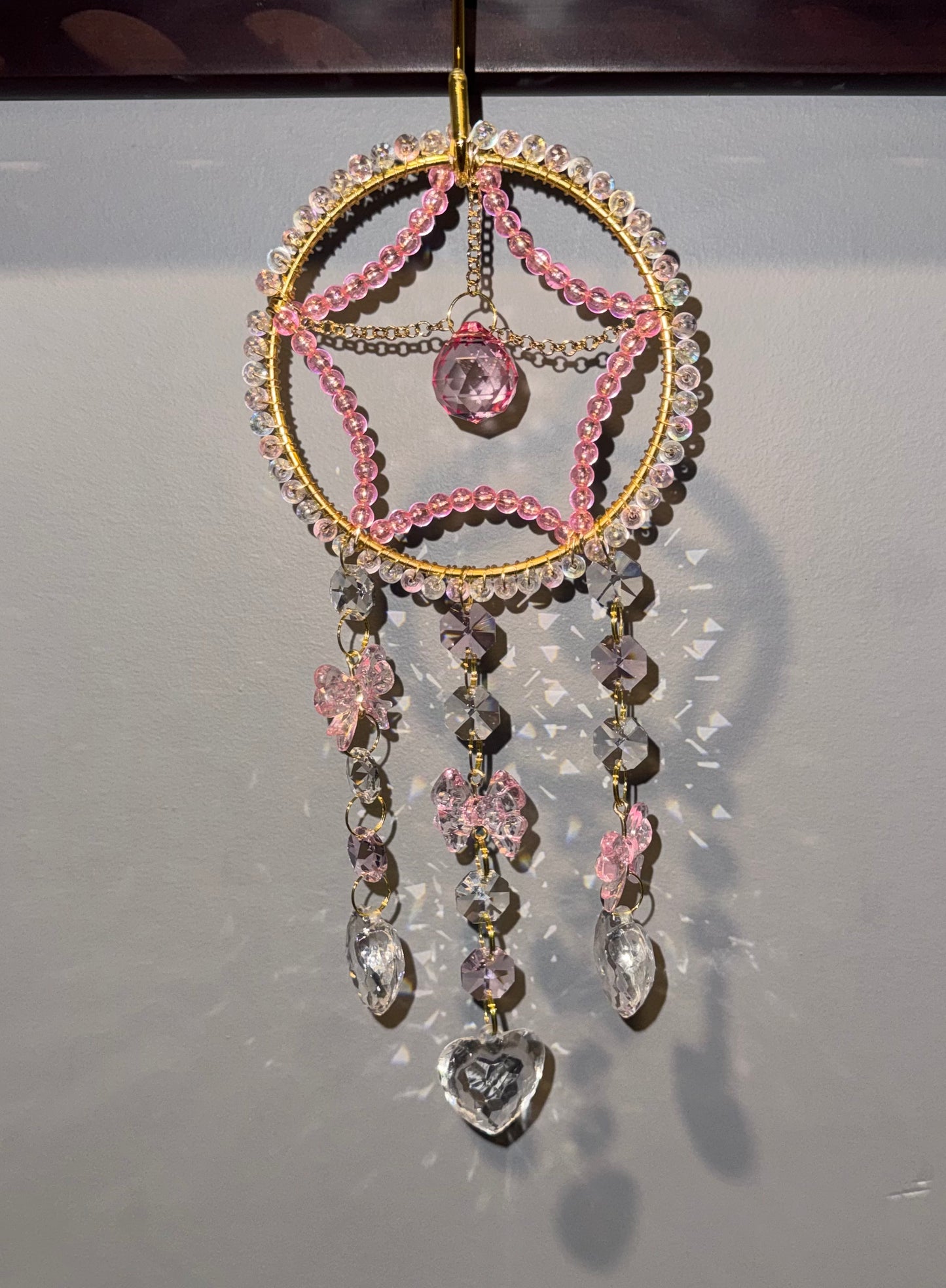 Gold pink & white Suncatcherđź’–