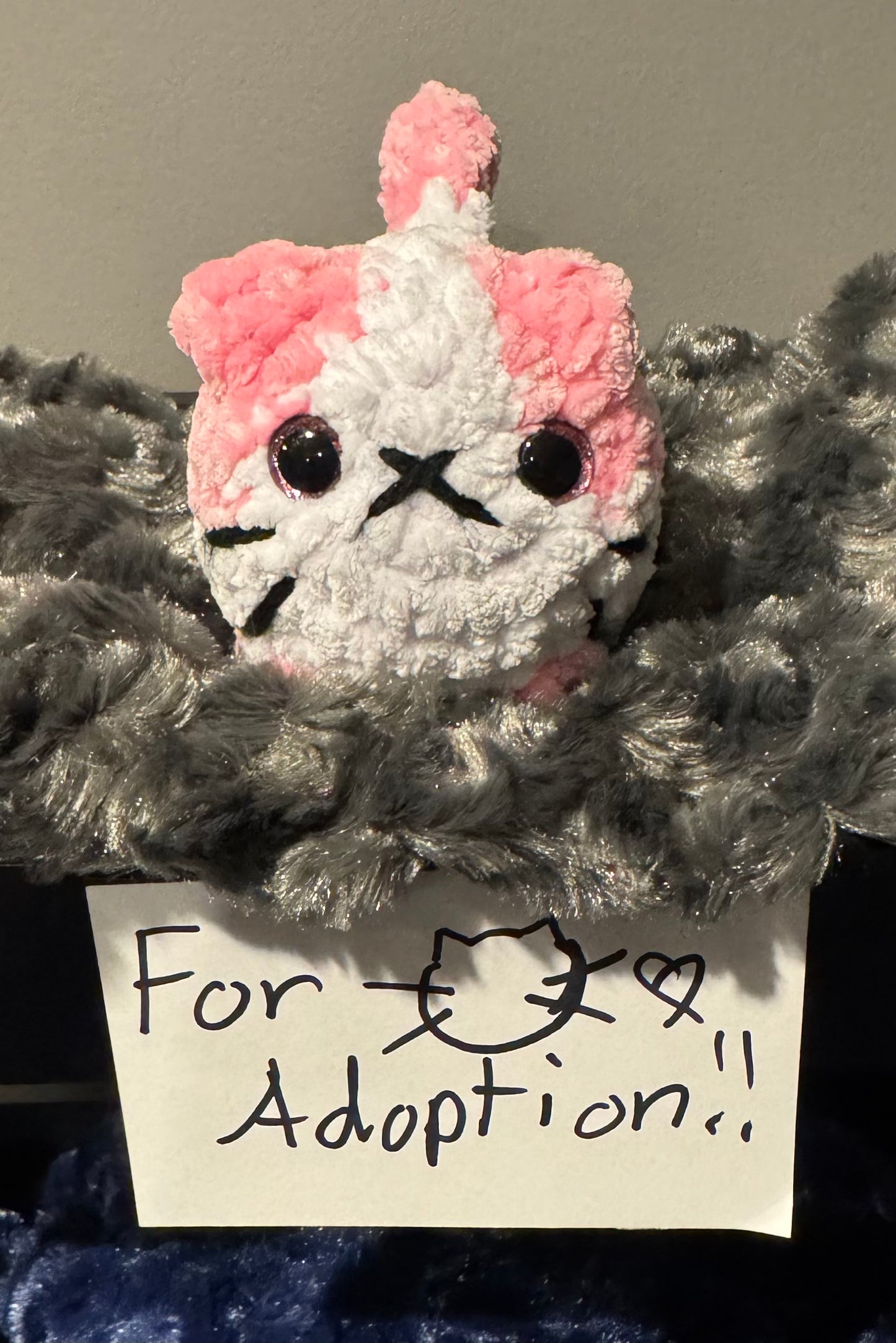 Pink & White Mini Crochet Cat🎀