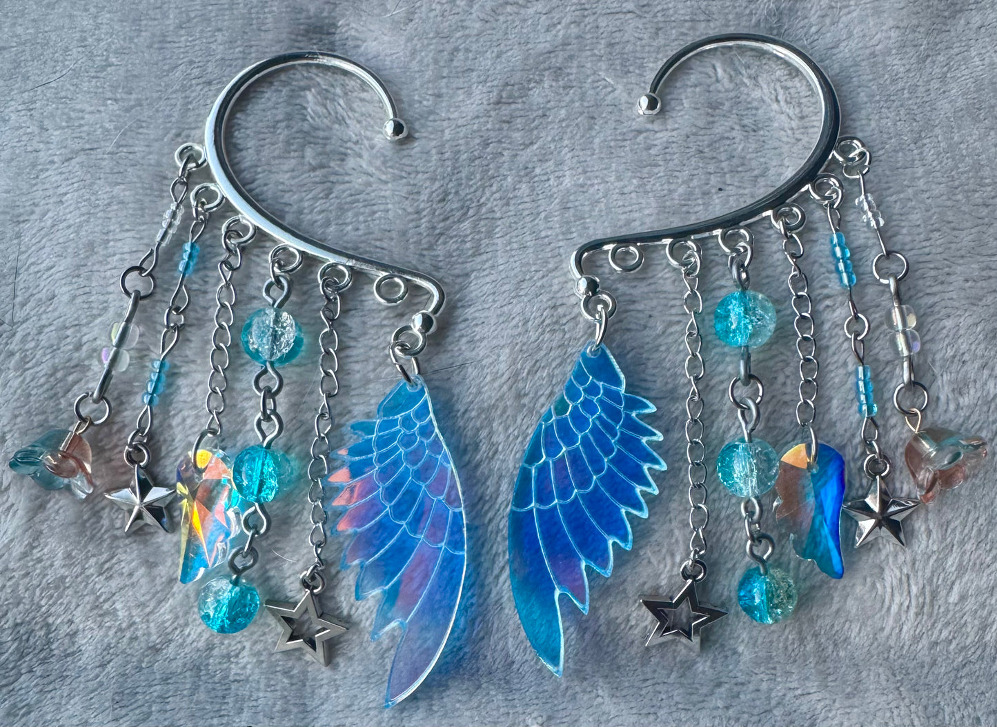 Silver Blue Wing Ear Cuffs🦋