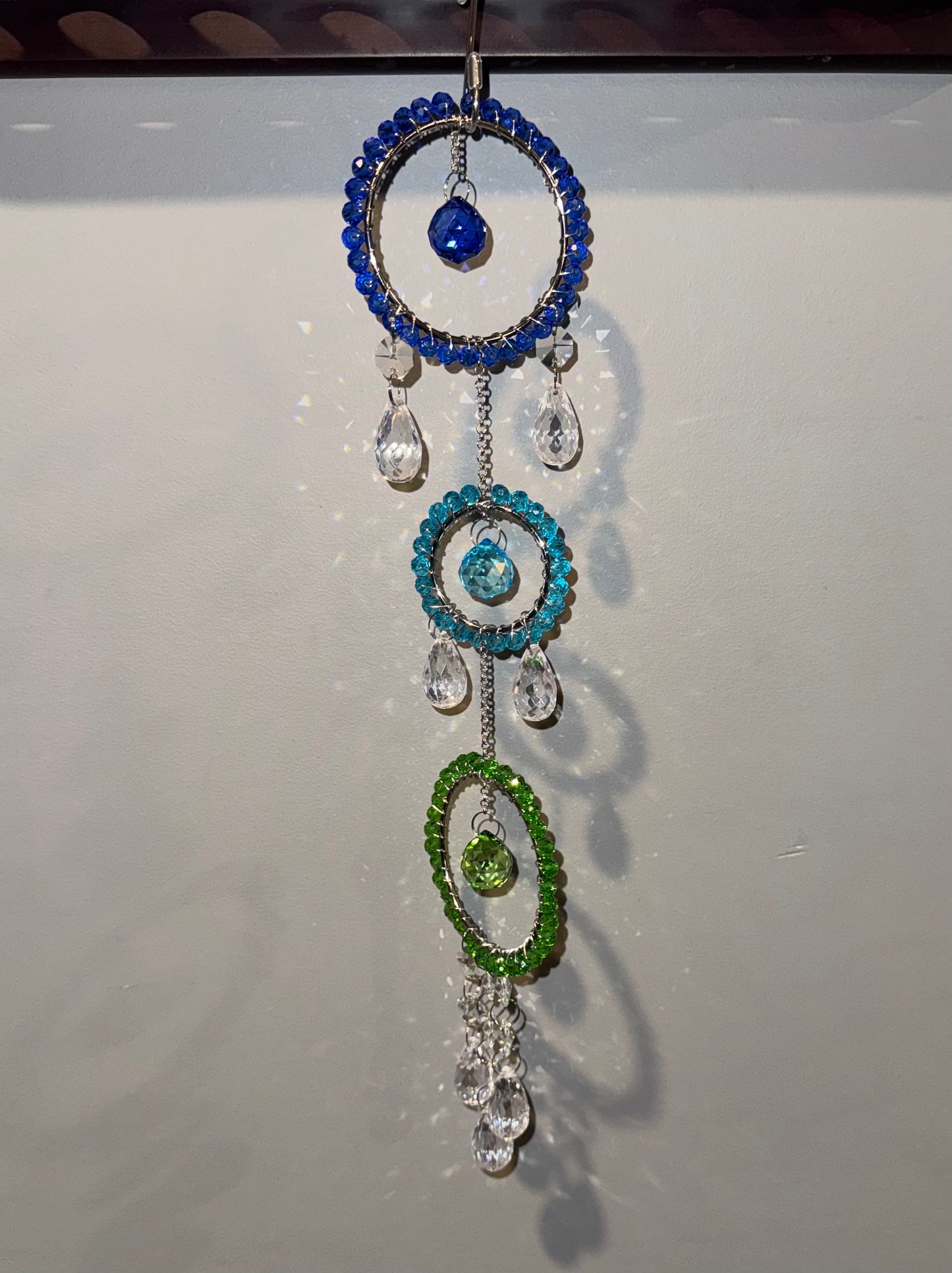 Silver Blue, Teal, & Green Suncatcher💙💚✨