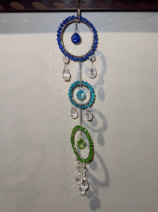 Silver Blue, Teal, & Green Suncatcher💙💚✨