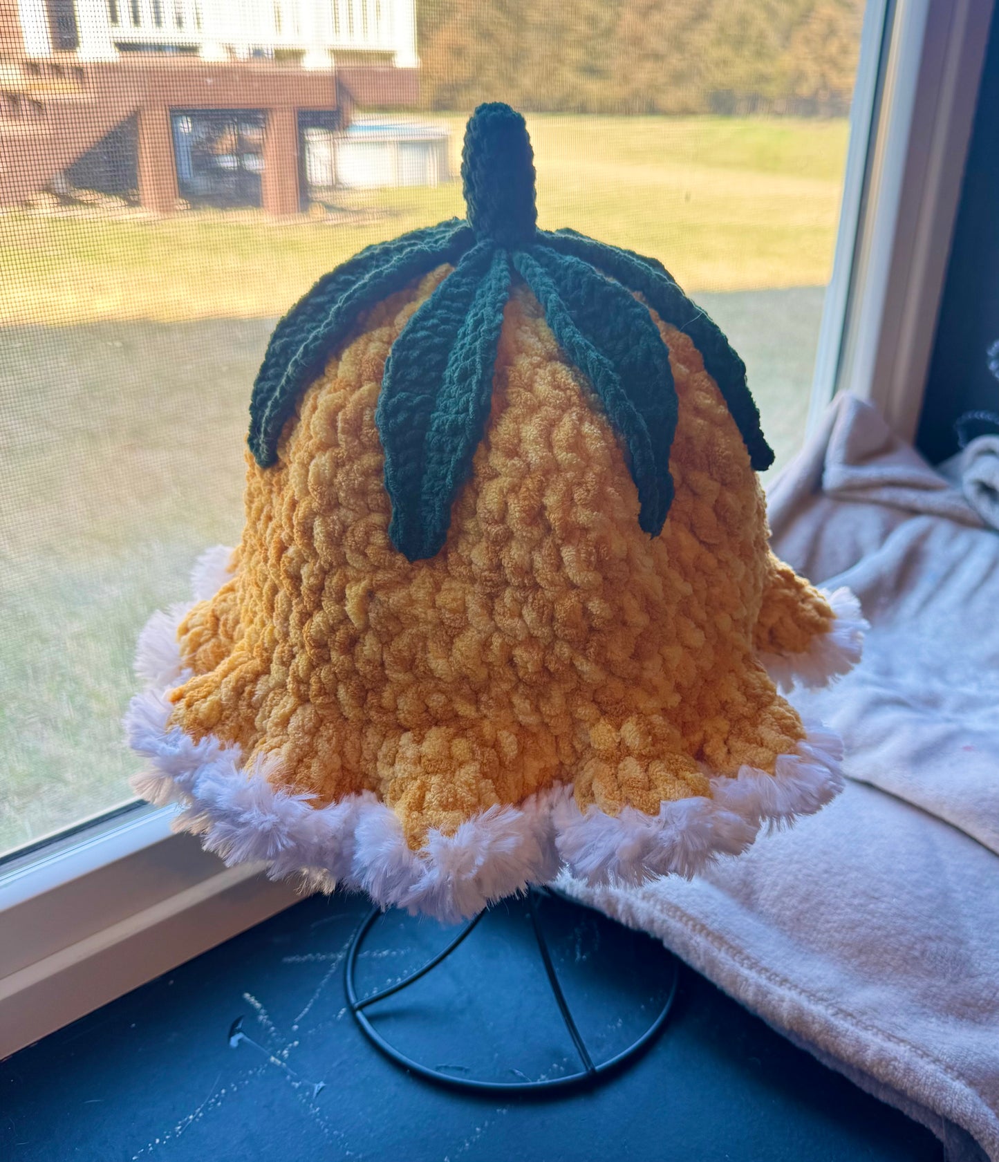 Yellow Flower Crochet Bucket Hat🌼