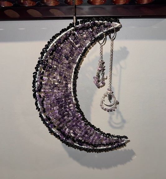 Purple & Black Crescent Moon Fairy Suncatcher💜🖤🧚🏻‍♀️✨