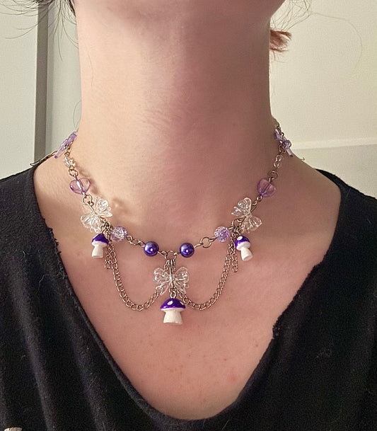 Purple Mushroom Necklace🍄