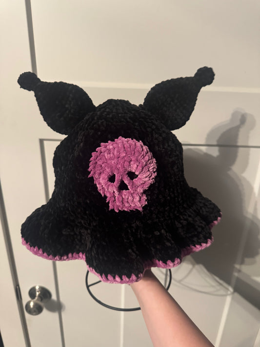 Kuromi Crochet Bucket Hat🖤💀💜